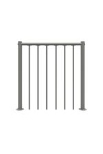 Brüstungsgeländer mit vertikalen Stäben und PVC-Handlauf