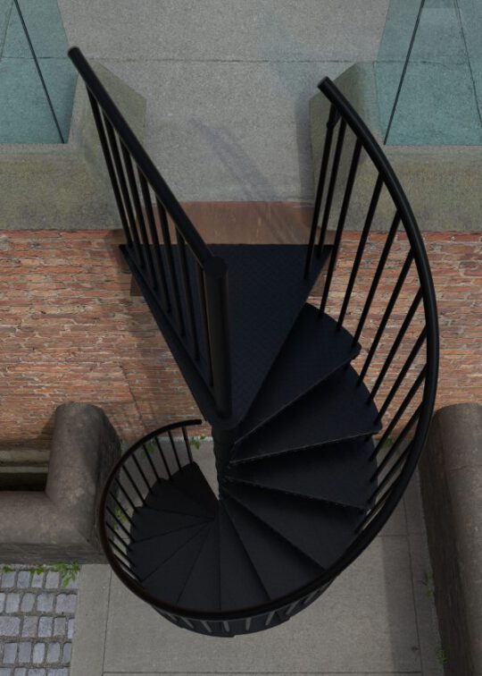 Rondo-Zink-Color_schwarz-Außentreppe